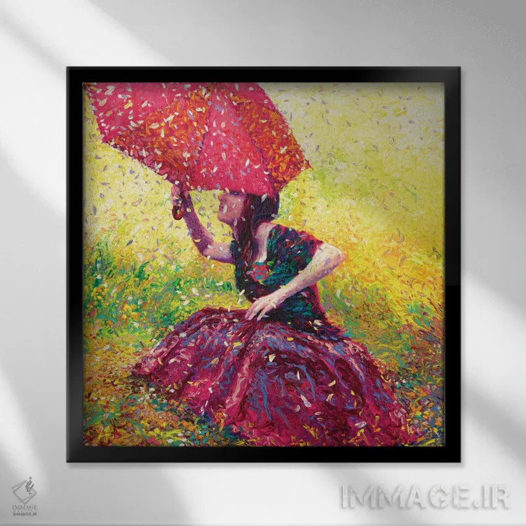 تابلو باران شکوفه سیب اثر آیریس اسکات - نمای قابدار مشکی