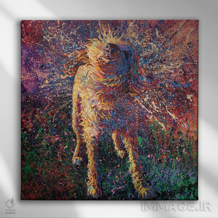 تابلو گرافیتی معلق اثر آیریس اسکات - نمای روبهرو روی دیوار