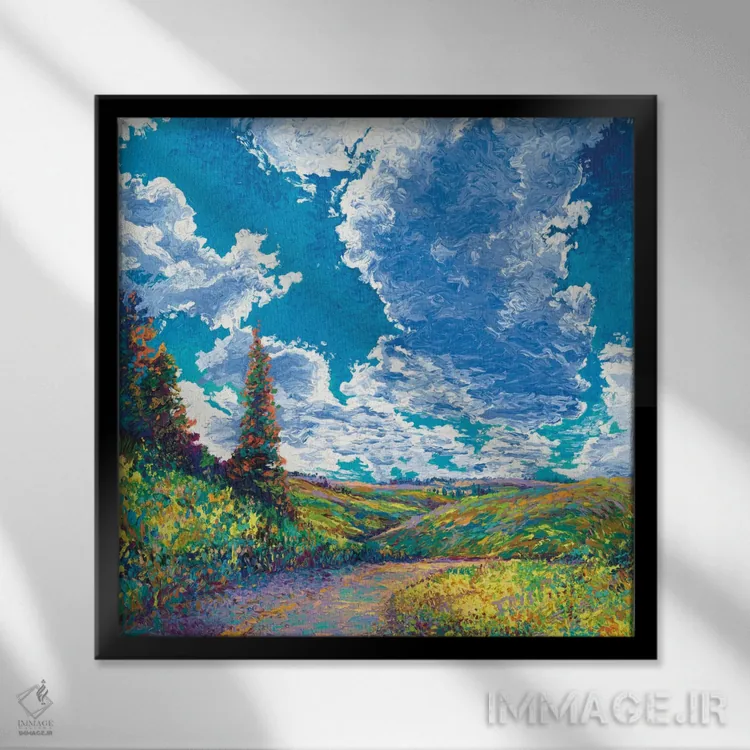 تابلو لبهٔ جادهٔ دره اثر آیریس اسکات - نمای قابدار مشکی