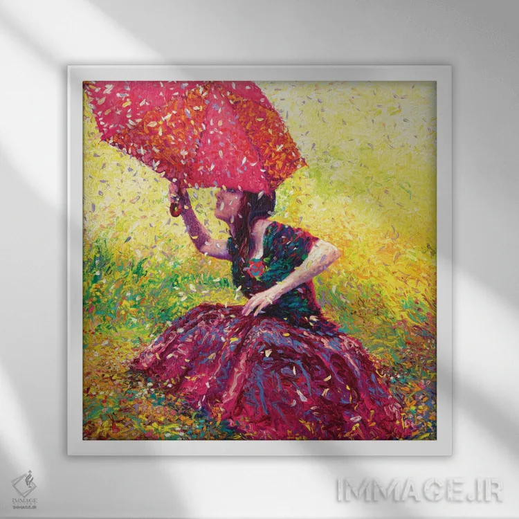 تابلو باران شکوفه سیب اثر آیریس اسکات - نمای قابدار سفید