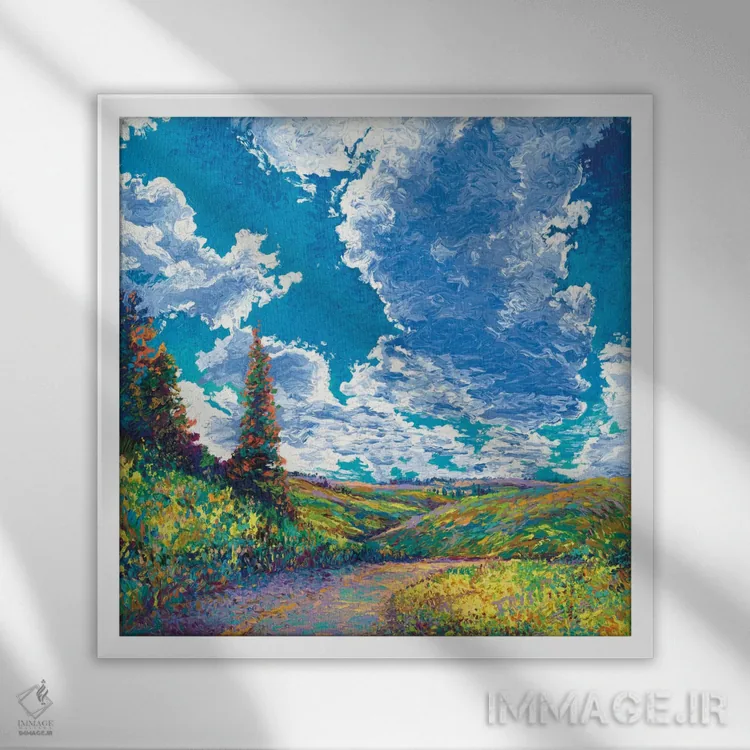 تابلو لبهٔ جادهٔ دره اثر آیریس اسکات - نمای قابدار سفید