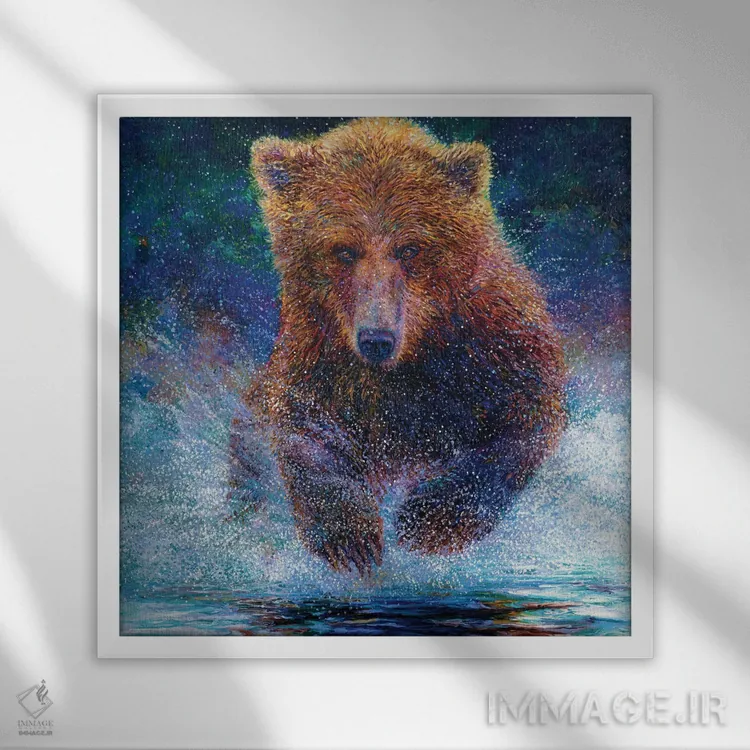 تابلو آرکتوس (خرس به لاتین) اثر آیریس اسکات - نمای قابدار سفید