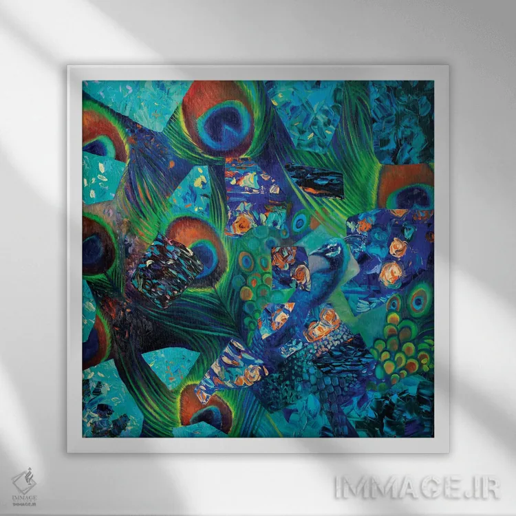 تابلو طاووس مایورا اثر آیریس اسکات - نمای قابدار سفید