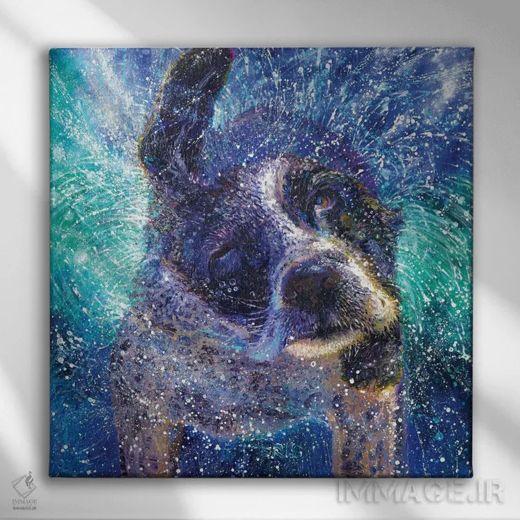 تابلو اسپنایل چرخان (نوعی سگ) اثر آیریس اسکات - نمای روبهرو روی دیوار