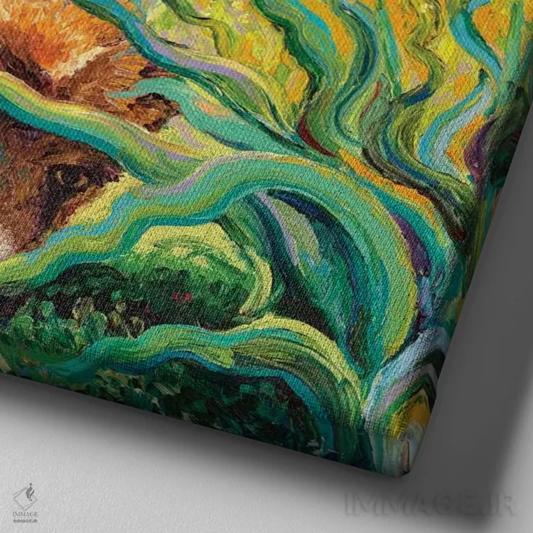 تابلو پانل دوم سهلتی روباهگون اثر آیریس اسکات - نمای نزدیک بافت بوم