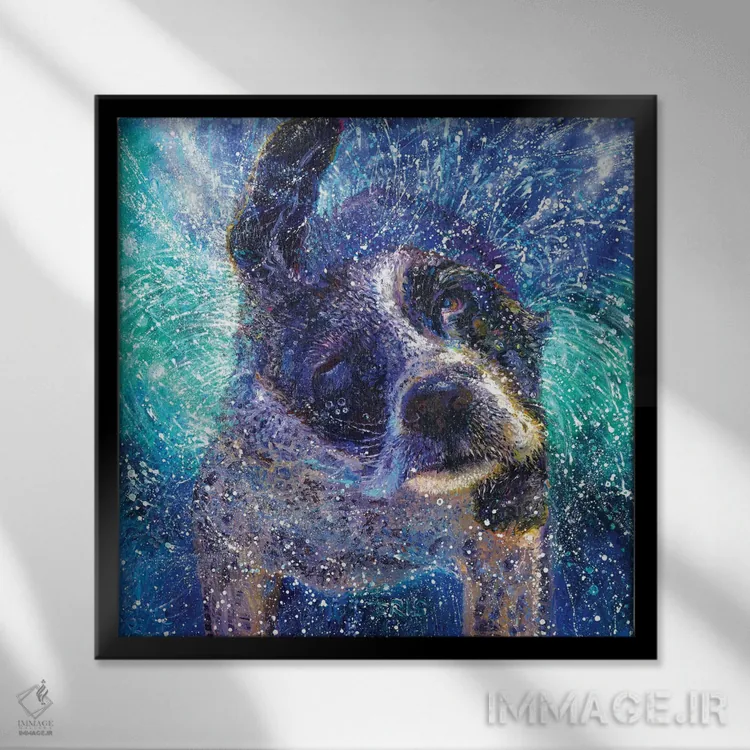 تابلو اسپنایل چرخان (نوعی سگ) اثر آیریس اسکات - نمای قابدار مشکی