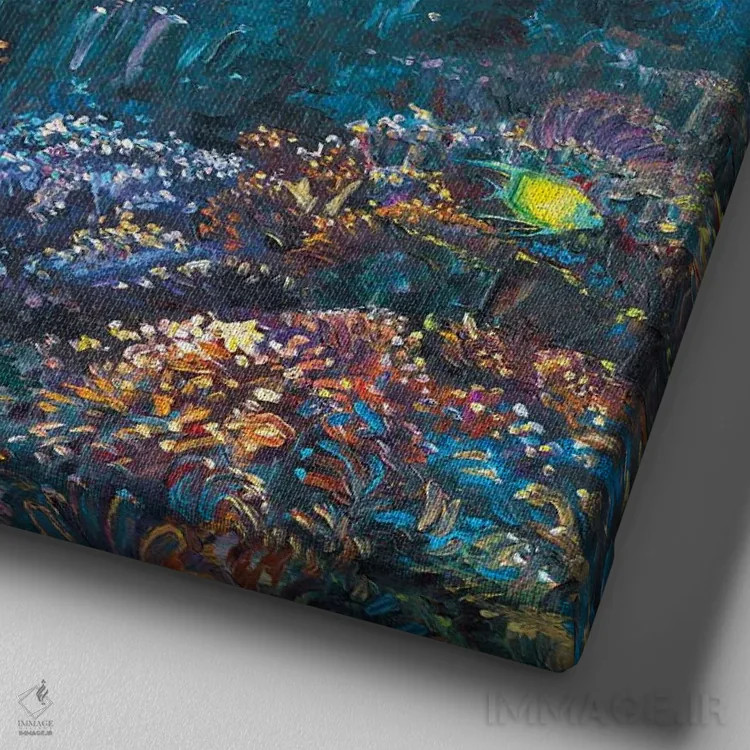 تابلو مرلو آبی (احتمالاً نوعی الگو یا رنگ پوشش حیوان) اثر آیریس اسکات - نمای نزدیک بافت بوم