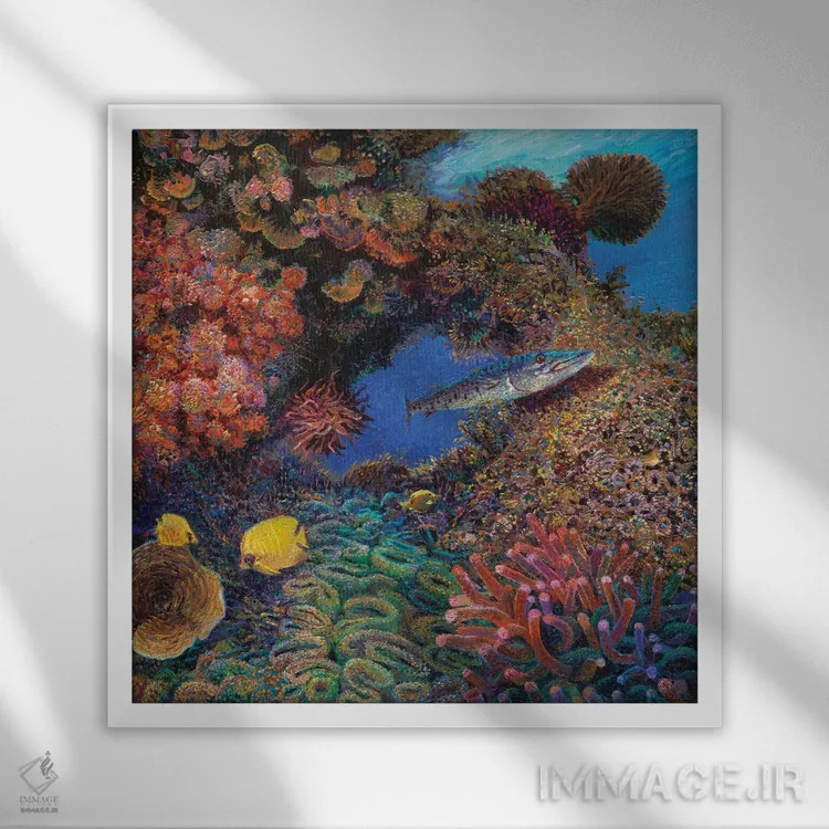 تابلو باراکودا (نوعی ماهی) اثر آیریس اسکات - نمای قابدار سفید