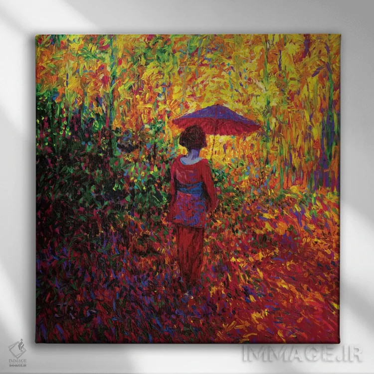 تابلو گیشا (زن هنرمند ژاپنی) اثر آیریس اسکات - نمای روبهرو روی دیوار