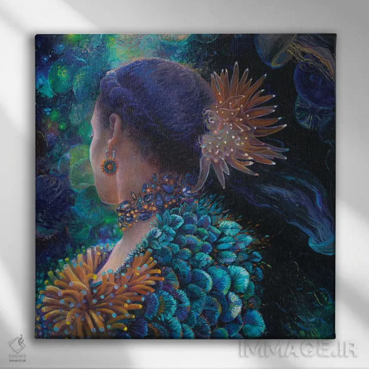 تابلو بانو شقایق دریایی اثر آیریس اسکات - نمای روبهرو روی دیوار