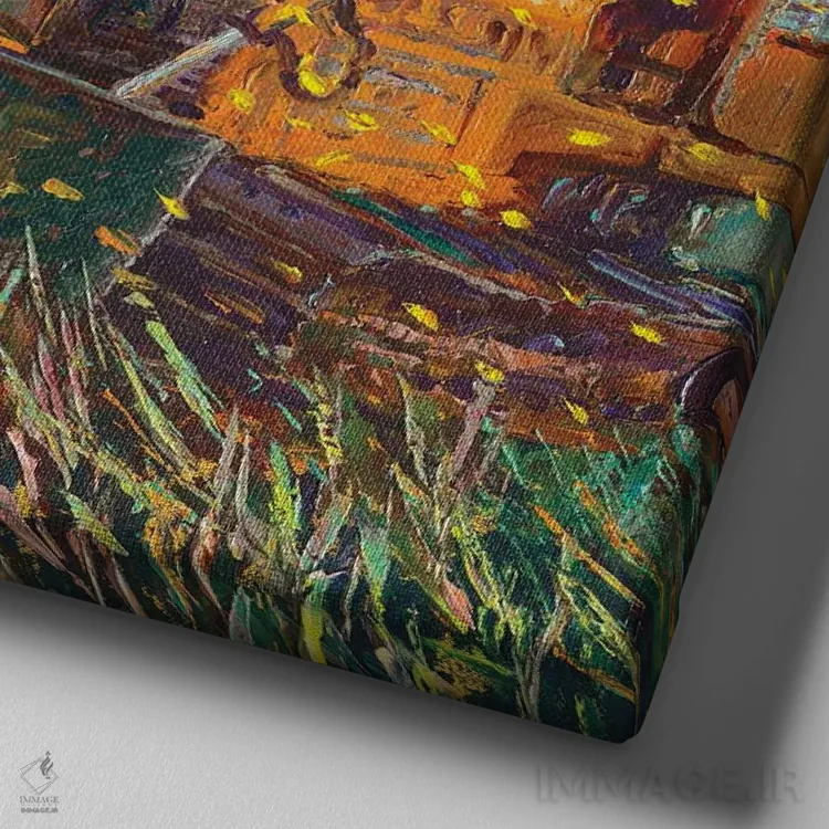 تابلو پادشاه چاما (احتمالاً نام مکان یا شخص) اثر آیریس اسکات - نمای نزدیک بافت بوم