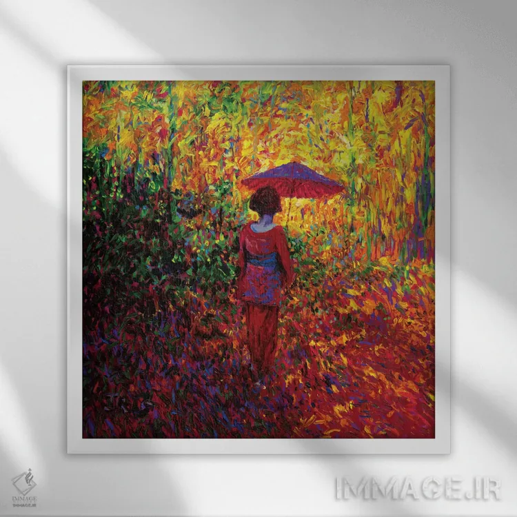 تابلو گیشا (زن هنرمند ژاپنی) اثر آیریس اسکات - نمای قابدار سفید