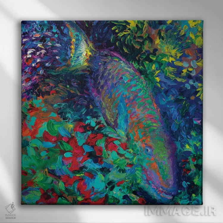 تابلو ماکائوی دریایی (نوعی طوطی) اثر آیریس اسکات - نمای روبهرو روی دیوار