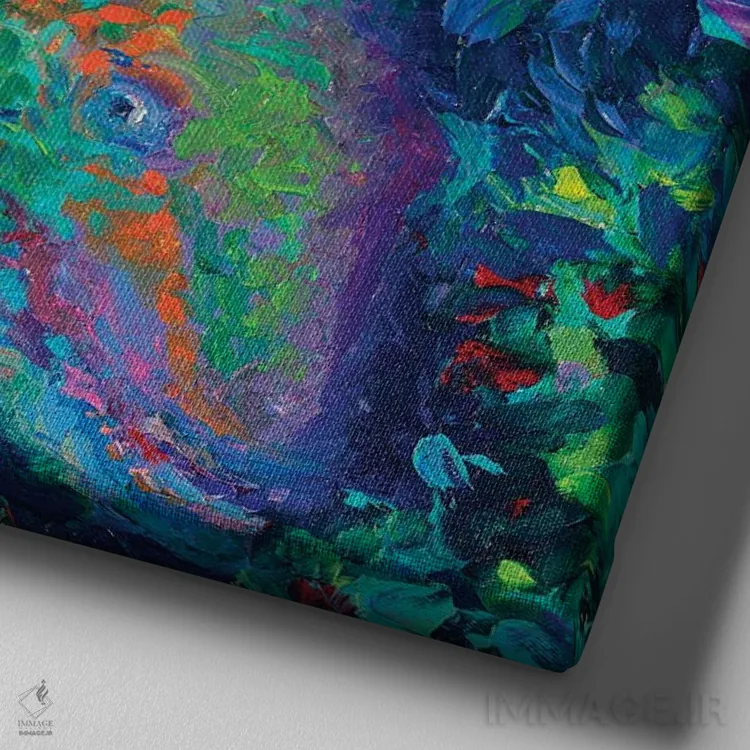 تابلو ماکائوی دریایی (نوعی طوطی) اثر آیریس اسکات - نمای نزدیک بافت بوم