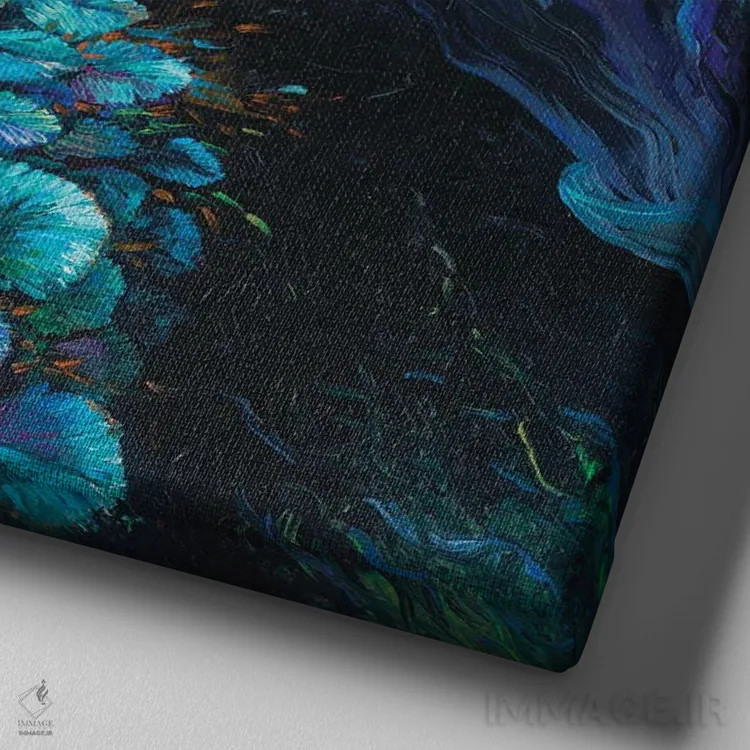 تابلو بانو شقایق دریایی اثر آیریس اسکات - نمای نزدیک بافت بوم