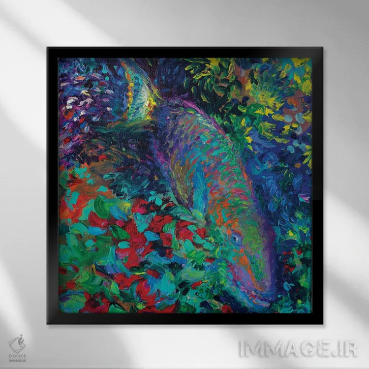 تابلو ماکائوی دریایی (نوعی طوطی) اثر آیریس اسکات - نمای قابدار مشکی