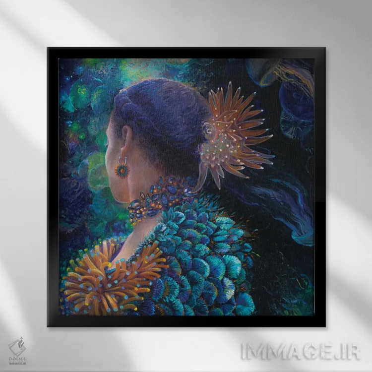 تابلو بانو شقایق دریایی اثر آیریس اسکات - نمای قابدار مشکی