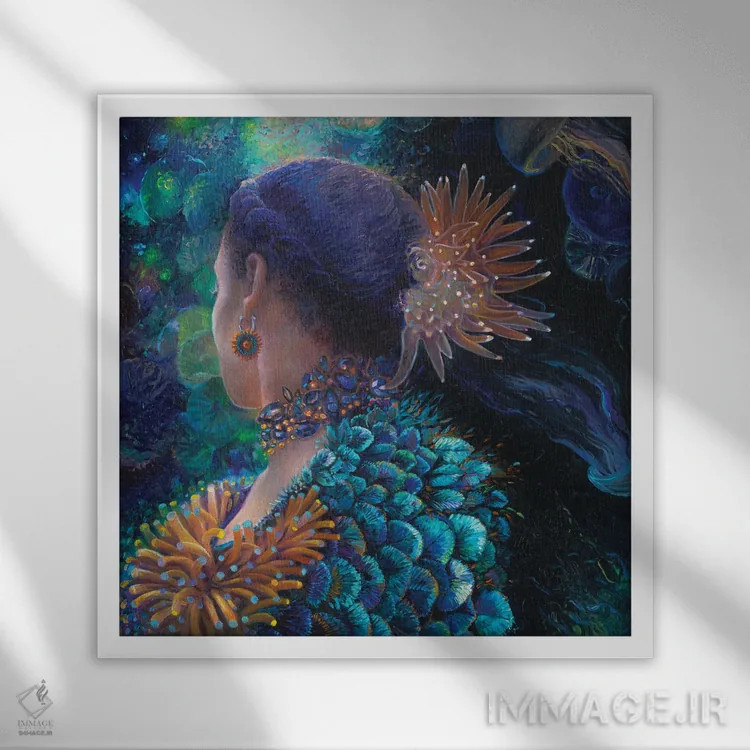 تابلو بانو شقایق دریایی اثر آیریس اسکات - نمای قابدار سفید