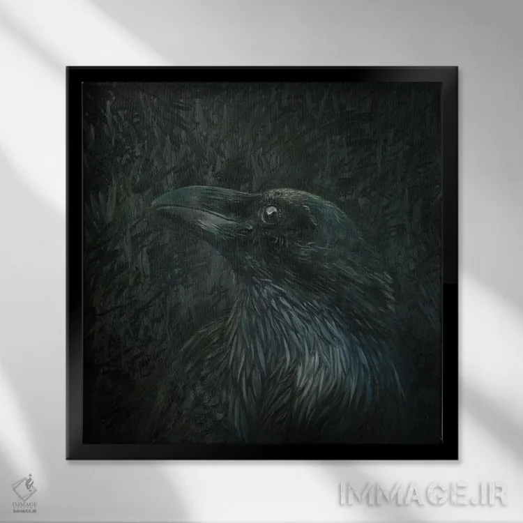 تابلو کلاغ سفید اثر آیریس اسکات - نمای قابدار مشکی
