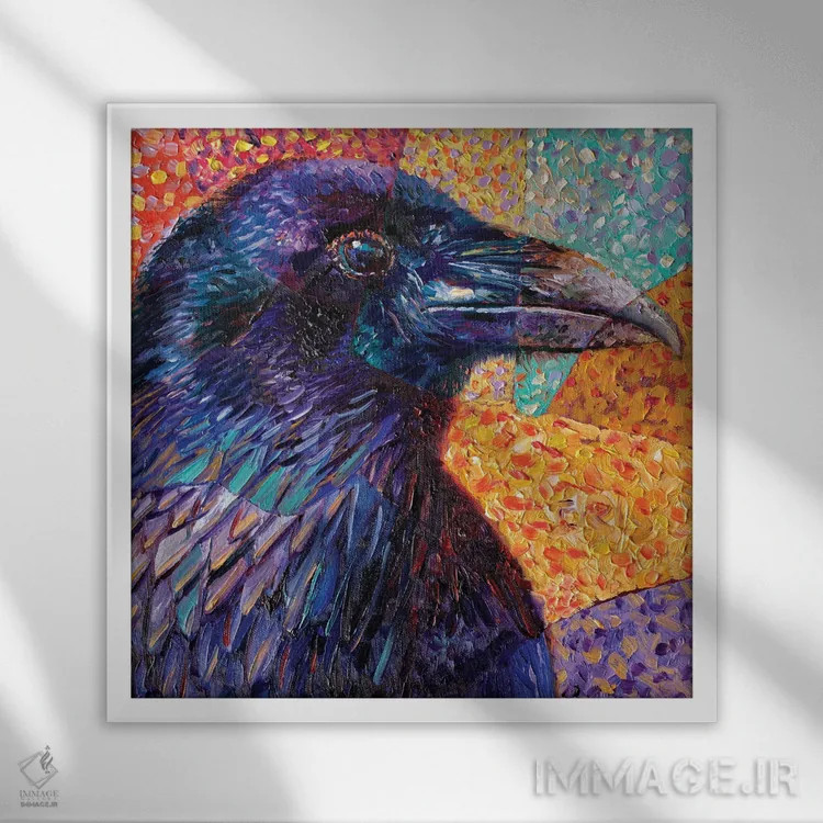 تابلو کلاغ کریستین اثر آیریس اسکات - نمای قابدار سفید