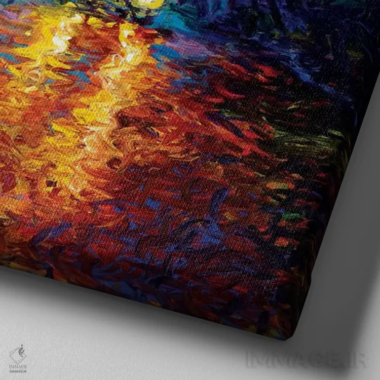 تابلو غرق در نور چراغ خودرو اثر آیریس اسکات - نمای نزدیک بافت بوم