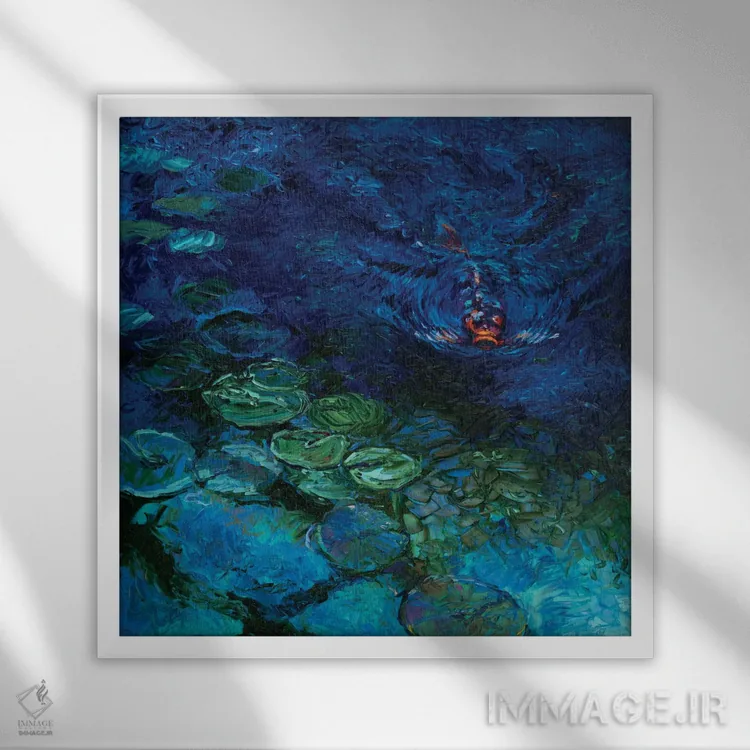 تابلو کوی تنها (کوی: ماهی زینتی) اثر آیریس اسکات - نمای قابدار سفید