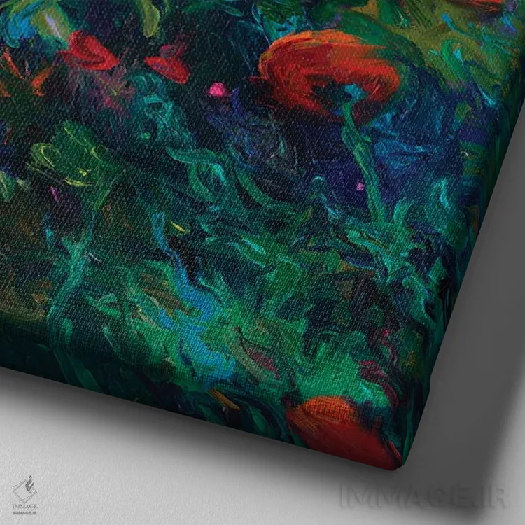 تابلو پوپولا (گل شقایق به پرتغالی/اسپانیایی) اثر آیریس اسکات - نمای نزدیک بافت بوم