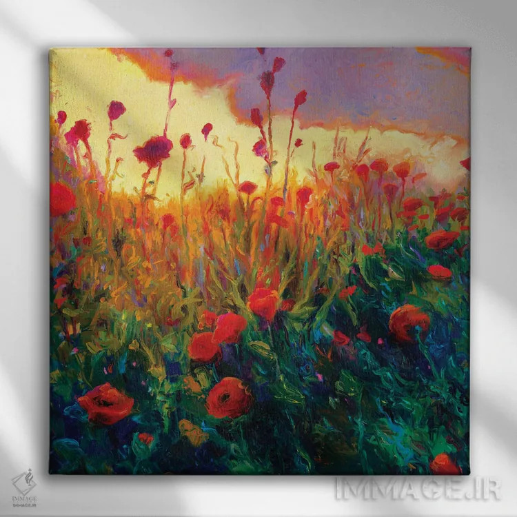 تابلو پوپولا (گل شقایق به پرتغالی/اسپانیایی) اثر آیریس اسکات - نمای روبهرو روی دیوار