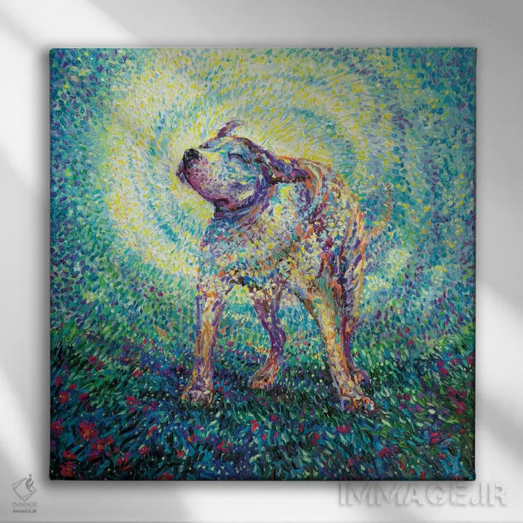 تابلو تکان خوردن پیتبول اثر آیریس اسکات - نمای روبهرو روی دیوار