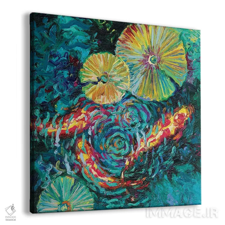 تابلو ماهیها در میان گلهای آفتابگردان اثر آیریس اسکات - نمای پرسپکتیو محصول