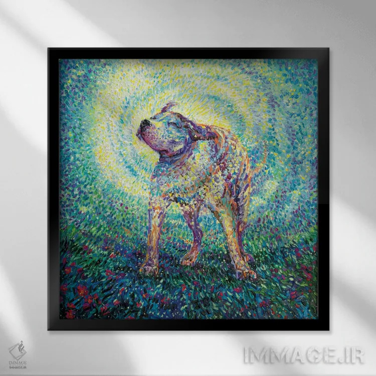 تابلو تکان خوردن پیتبول اثر آیریس اسکات - نمای قابدار مشکی