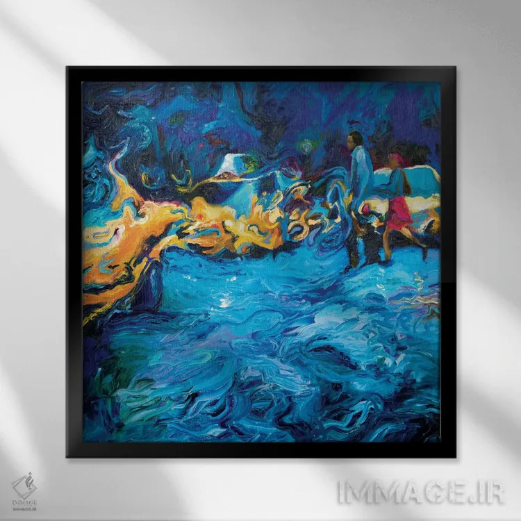 تابلو دویدن در باران اثر آیریس اسکات - نمای قابدار مشکی