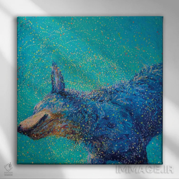 تابلو بلو هیلر در حال تکان خوردن (نژاد سگ) اثر آیریس اسکات - نمای روبهرو روی دیوار