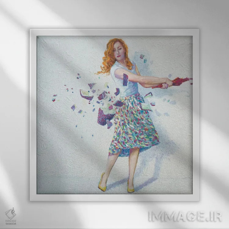 تابلو شکستهشده اثر آیریس اسکات - نمای قابدار سفید