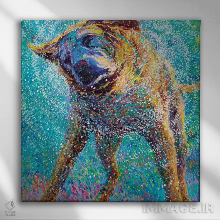 تابلو شنا در غروب خورشید اثر آیریس اسکات - نمای روبهرو روی دیوار