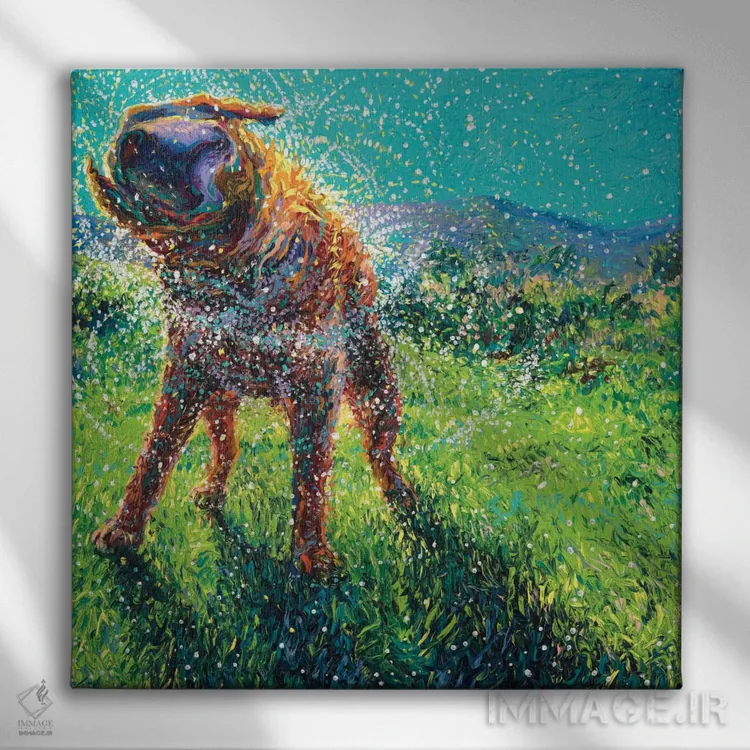 تابلو شنا در نهر اثر آیریس اسکات - نمای روبهرو روی دیوار