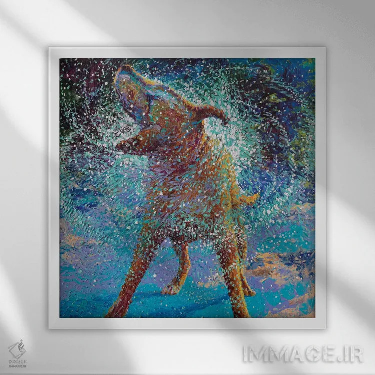 تابلو شنا در یخ اثر آیریس اسکات - نمای قابدار سفید