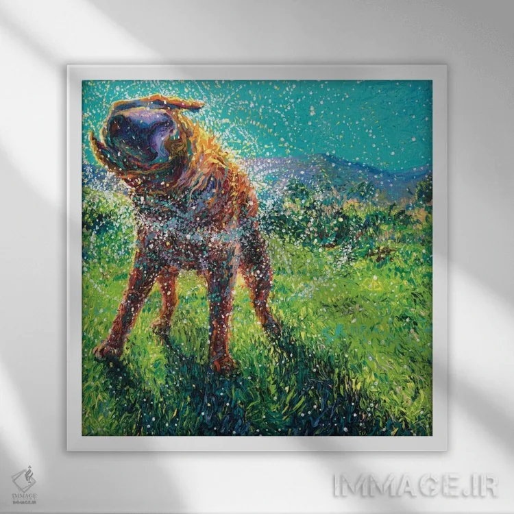 تابلو شنا در نهر اثر آیریس اسکات - نمای قابدار سفید