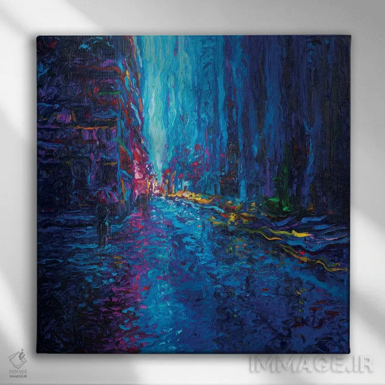 تابلو خیابان آبشار اثر آیریس اسکات - نمای روبهرو روی دیوار