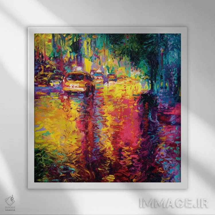 تابلو جنگل تاکسیها اثر آیریس اسکات - نمای قابدار سفید