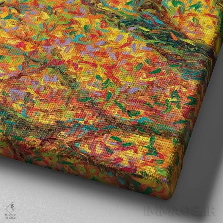 تابلو پرنده آبی زرد اثر آیریس اسکات - نمای نزدیک بافت بوم