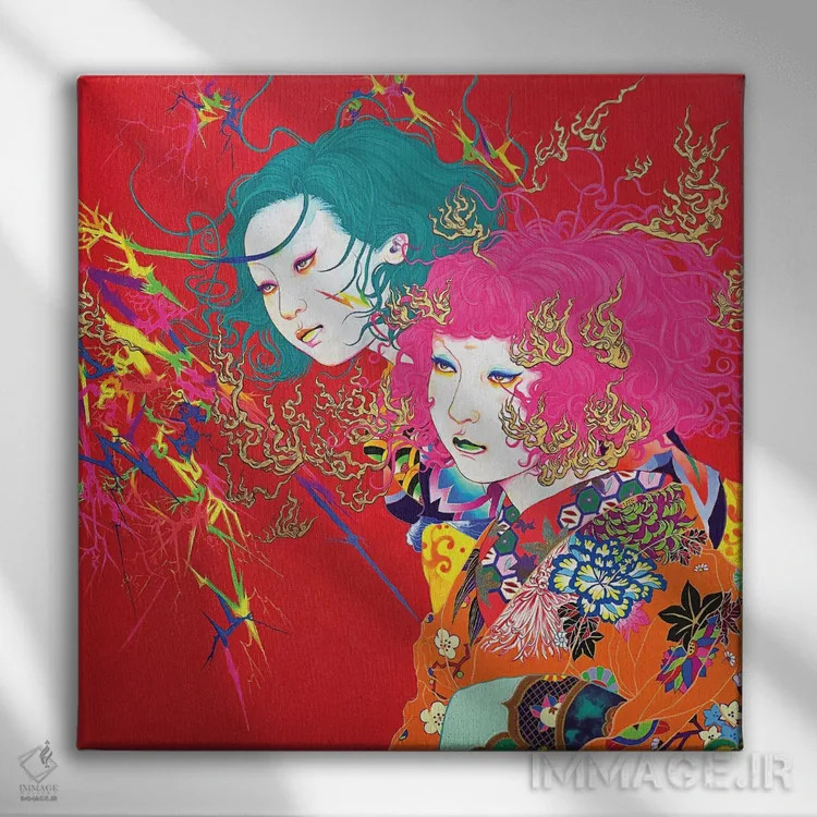 تابلو شعله و برق اثر ایتو چیئکو - نمای روبهرو روی دیوار