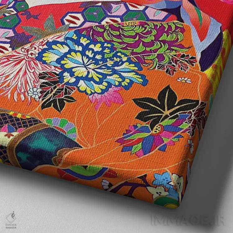 تابلو شعله و برق اثر ایتو چیئکو - نمای نزدیک بافت بوم