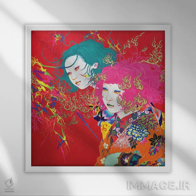 تابلو شعله و برق اثر ایتو چیئکو - نمای قابدار سفید