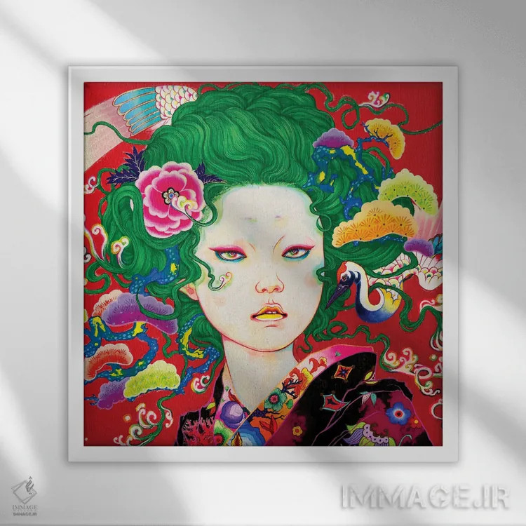 تابلو کاج و درنا اثر ایتو چیئکو - نمای قابدار سفید