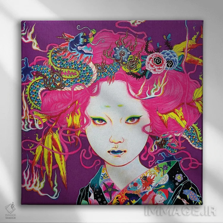 تابلو بامبو و اژدها اثر ایتو چیئکو - نمای روبهرو روی دیوار