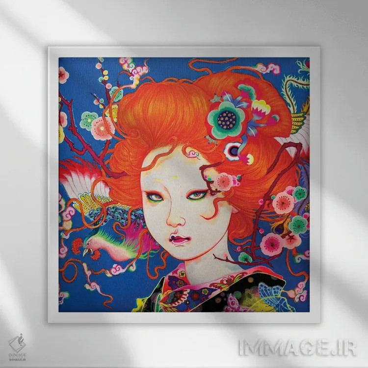 تابلو آلوچه و ققنوس اثر ایتو چیئکو - نمای قابدار سفید