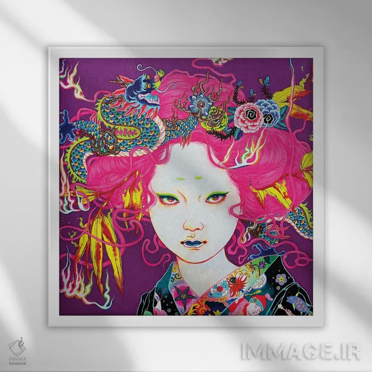 تابلو بامبو و اژدها اثر ایتو چیئکو - نمای قابدار سفید