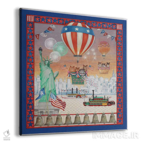 تابلو چهارم ژوئیه با گربههای لزلی (روز استقلال آمریکا) اثر آیوری کتس (برند هنری نقاشی گربه) - نمای پرسپکتیو محصول