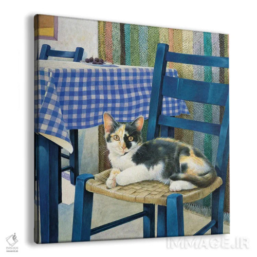 تابلو میکادو روی یک صندلی اثر آیوری کتس (برند هنری نقاشی گربه) - نمای پرسپکتیو محصول